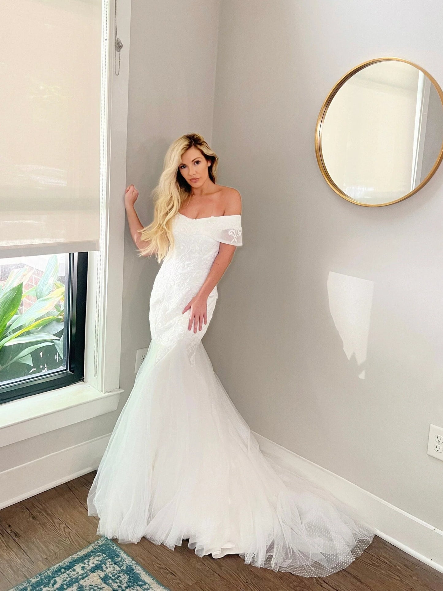 Lace Sequined Mermaid Wedding Dress Corset Tie-up Back