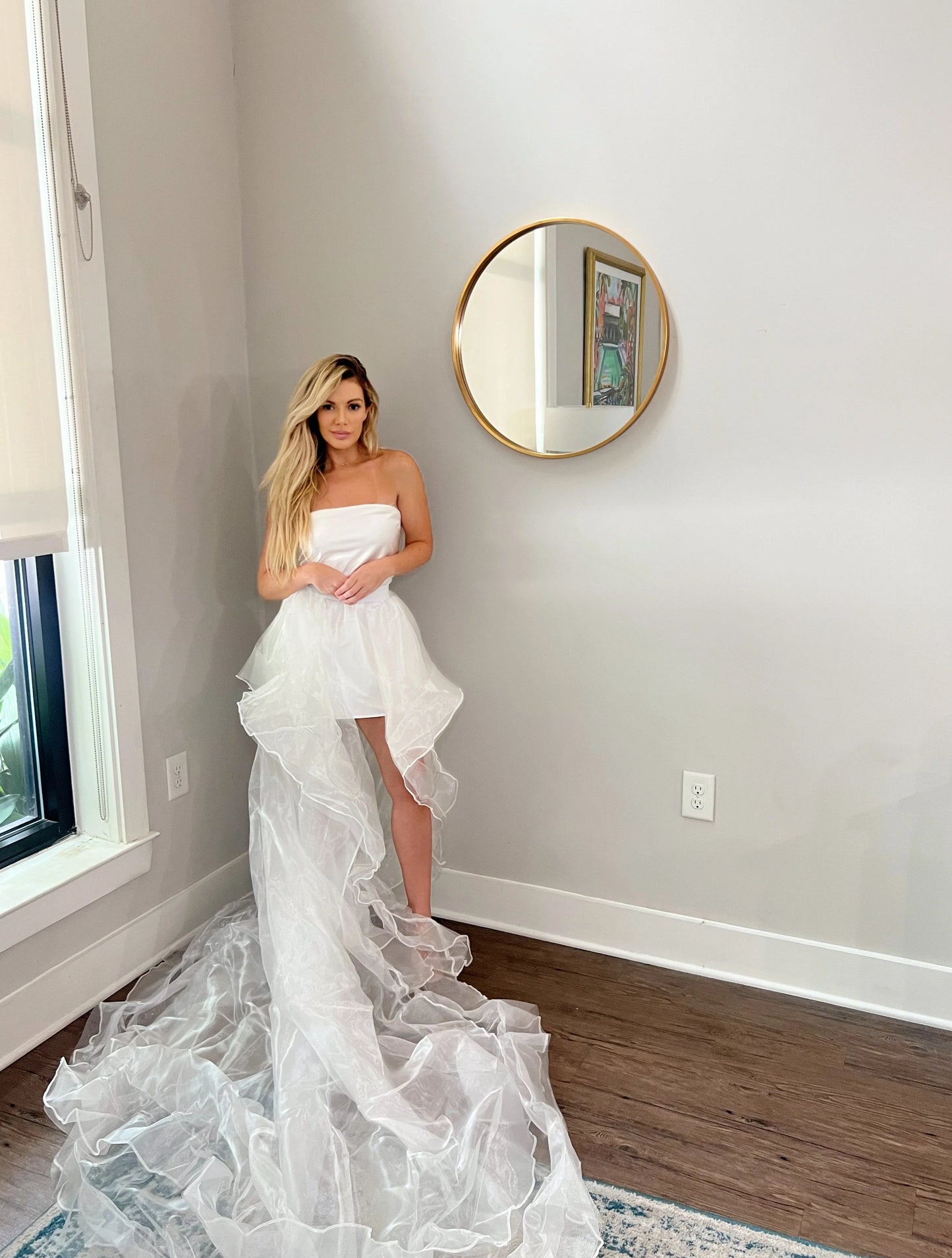 Removable Waterfall Tiered High-low Wedding Skirt