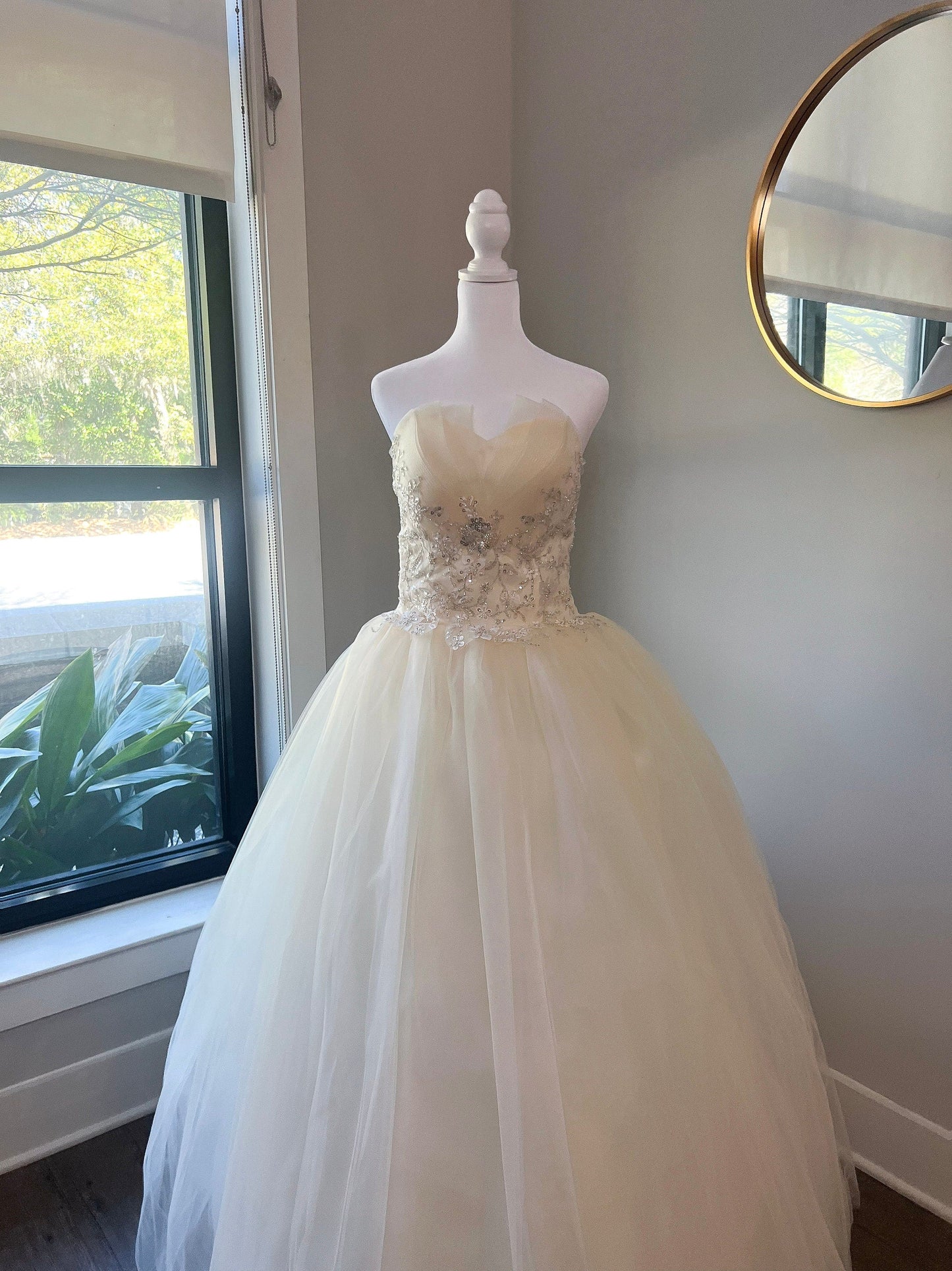 Champagne Ballgown Dress Corset Tie-up Back