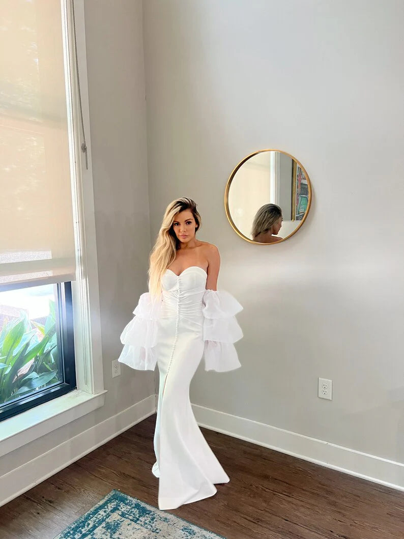 Romantic Sheer Tiered Tulle Ruffle Bridal Sleeves