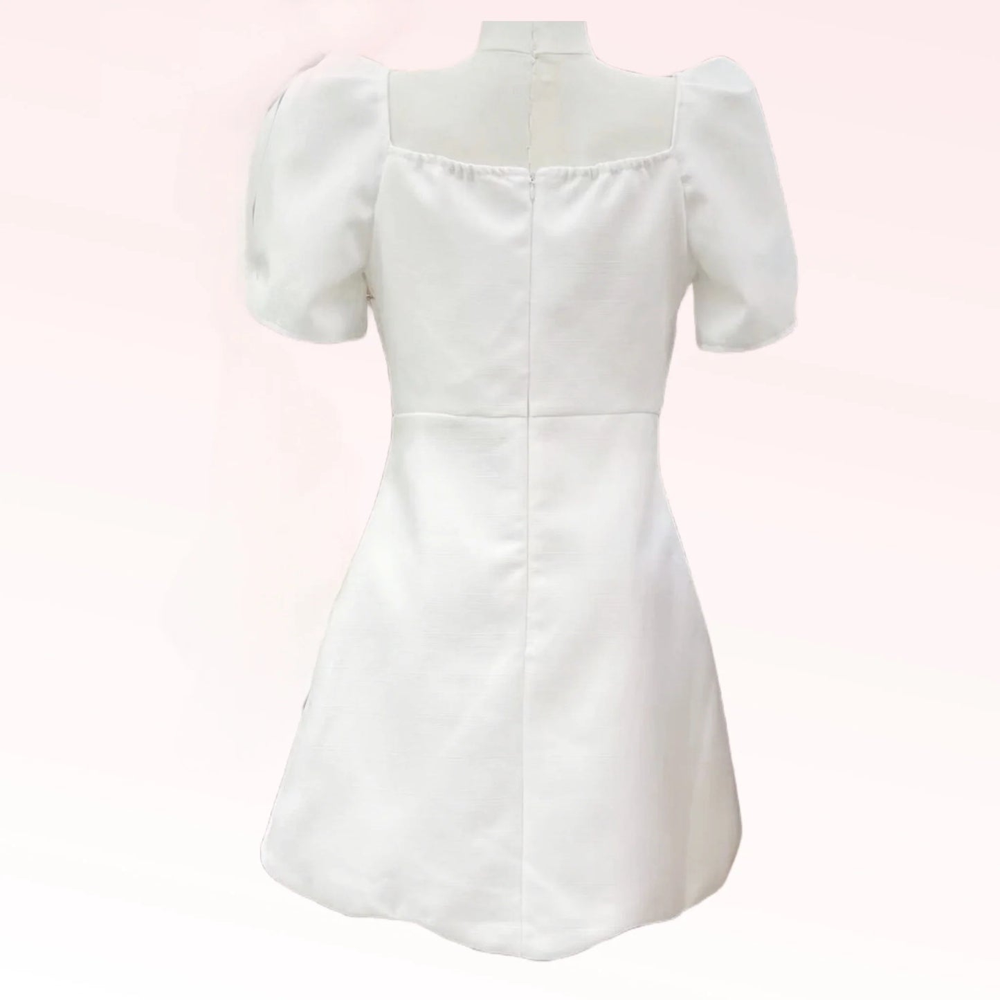 Chic Puff Sleeve Mini Bridal Dress with Elegant Bow Accents