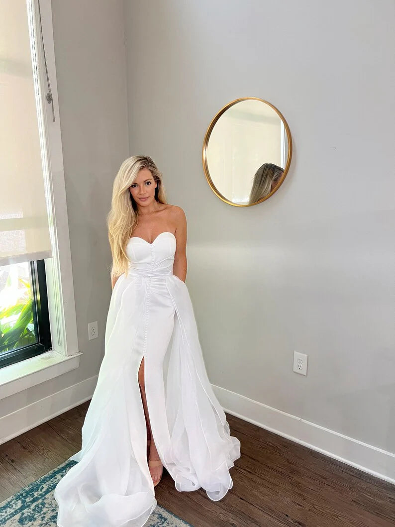 Detachable Satin Accent Bow Wedding Train/Overskirt