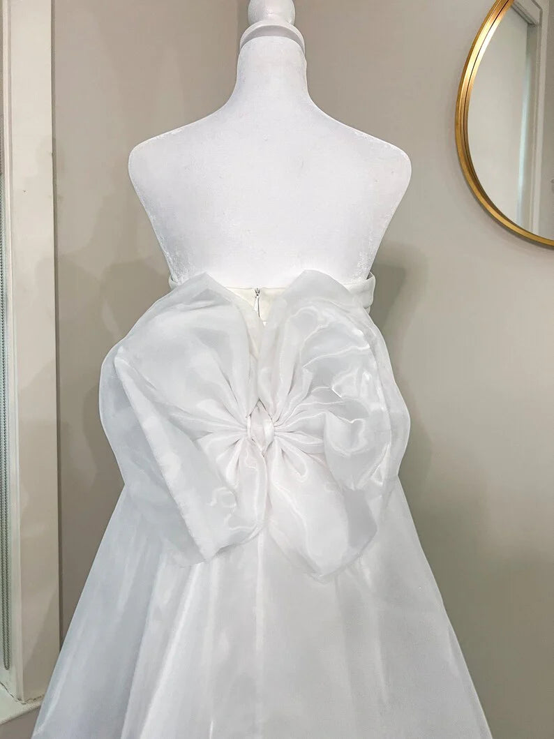 Detachable Satin Accent Bow Wedding Train/Overskirt