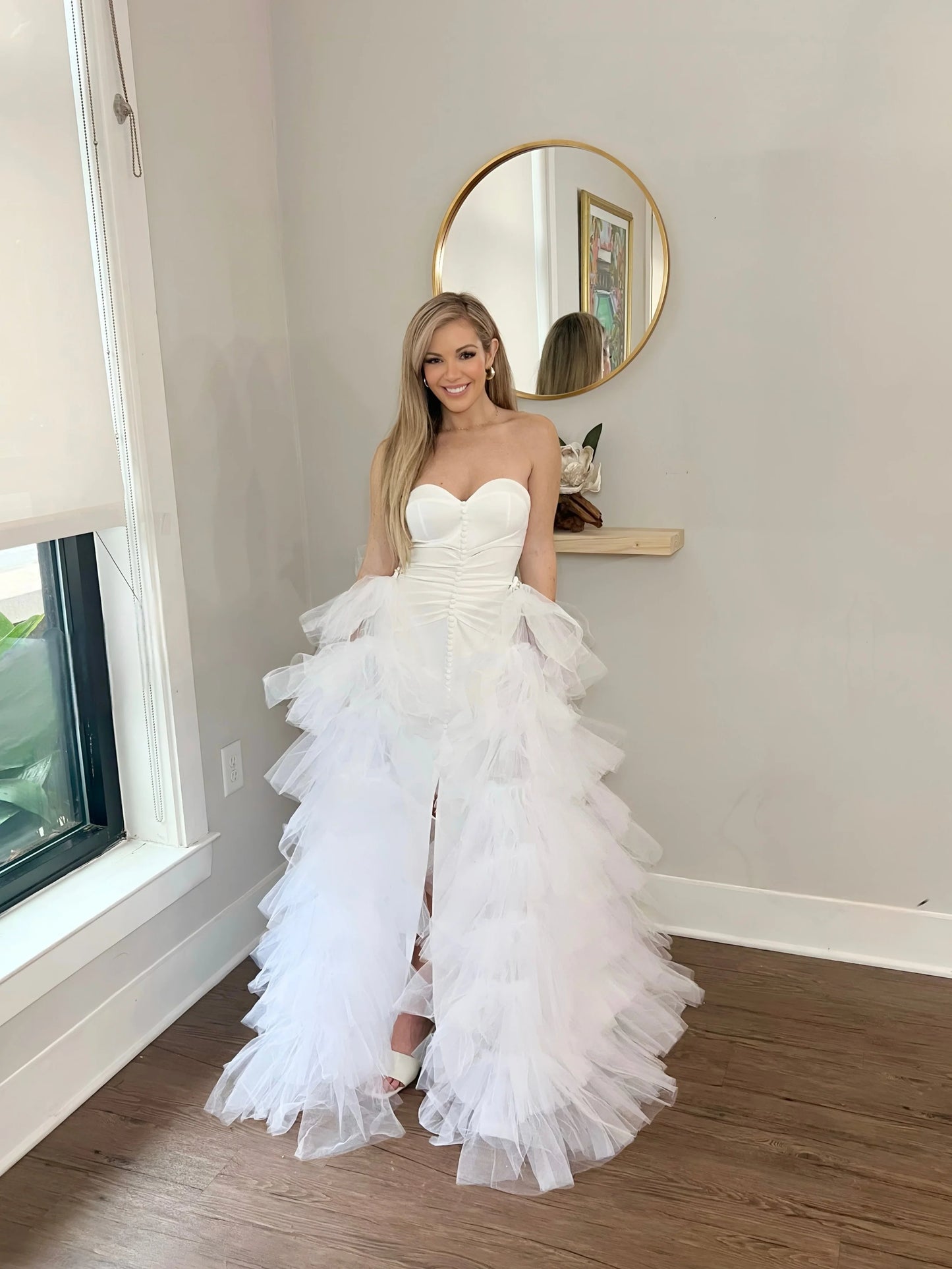 Detachable Ruffle Tulle Wedding Train | Bridal Overskirt for Dramatic Elegance