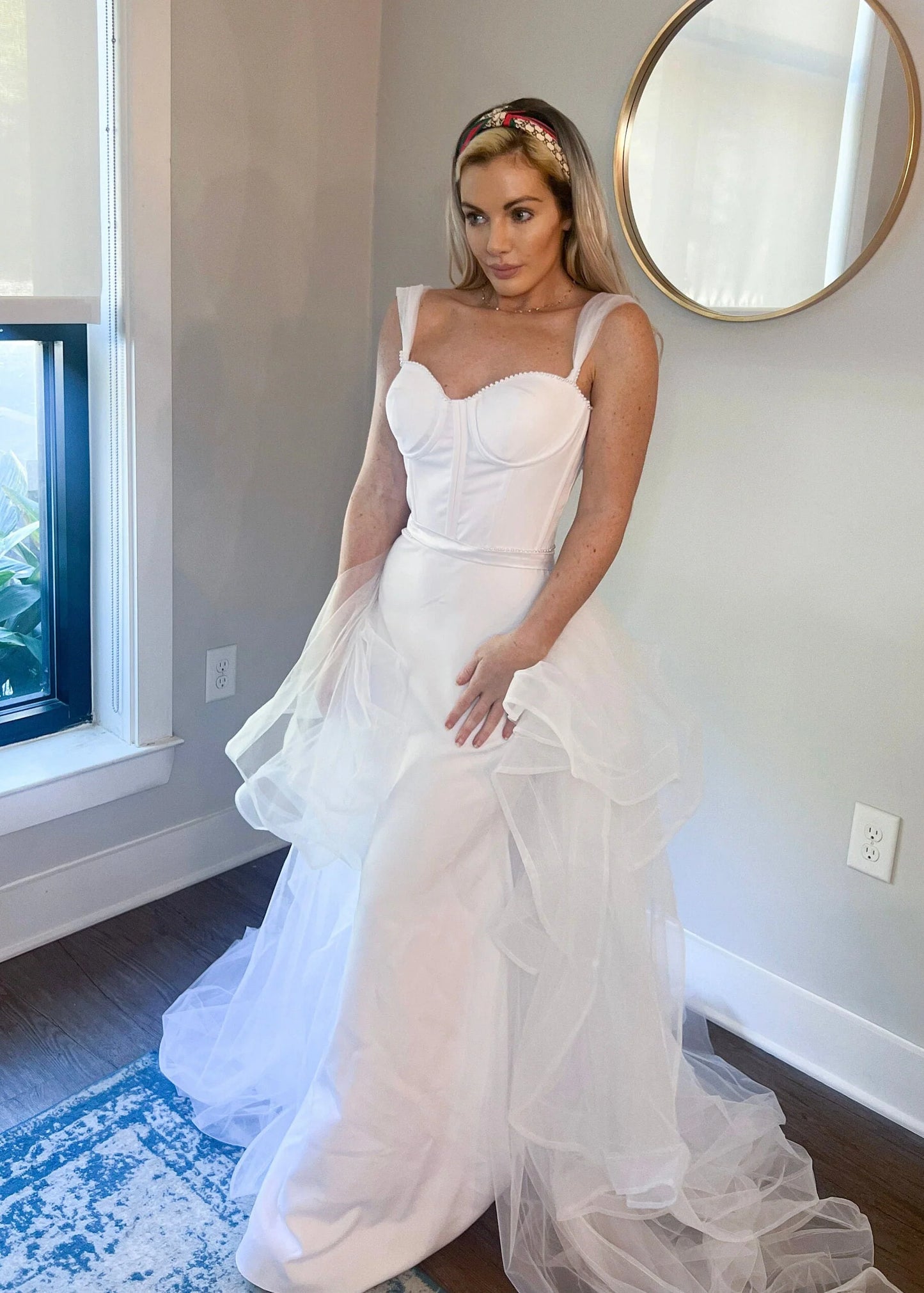 Corset Mermaid Wedding Dress with Detachable Tulle Train