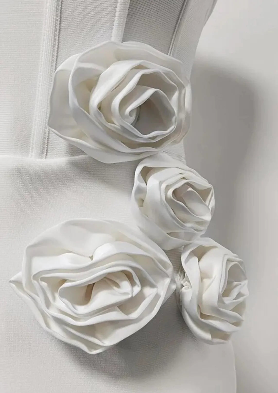 Sweetheart Corset Midi Bridal Dress with 3D White Flower Appliqués