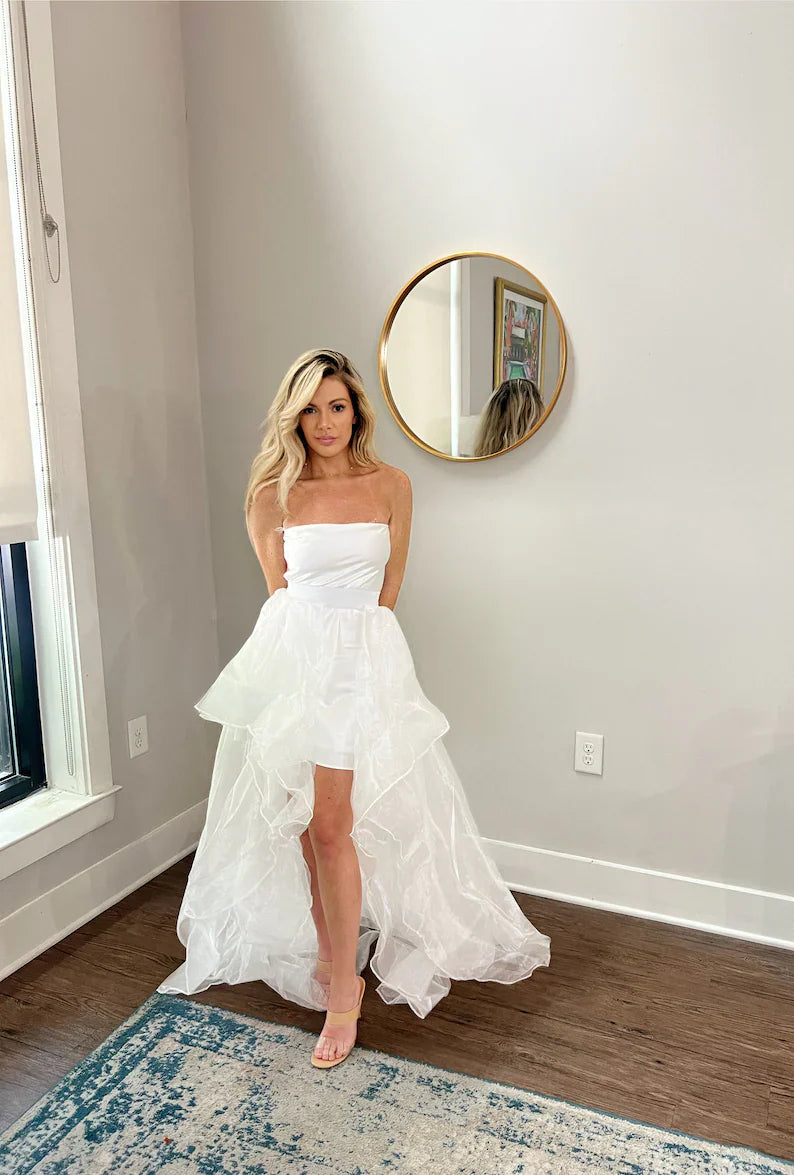 Removable Waterfall Tiered High-low Wedding Skirt