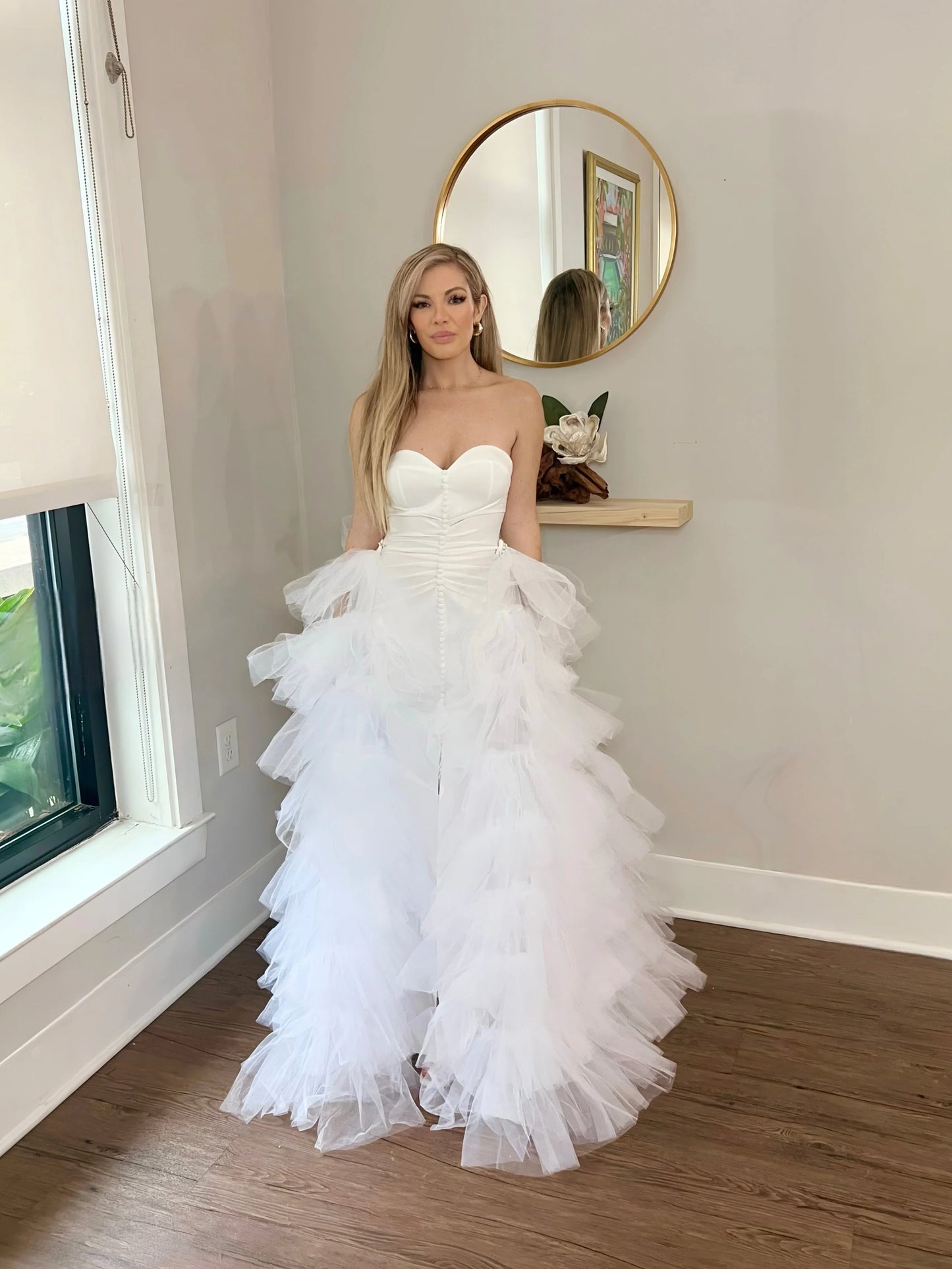 Detachable Ruffle Tulle Wedding Train | Bridal Overskirt for Dramatic Elegance