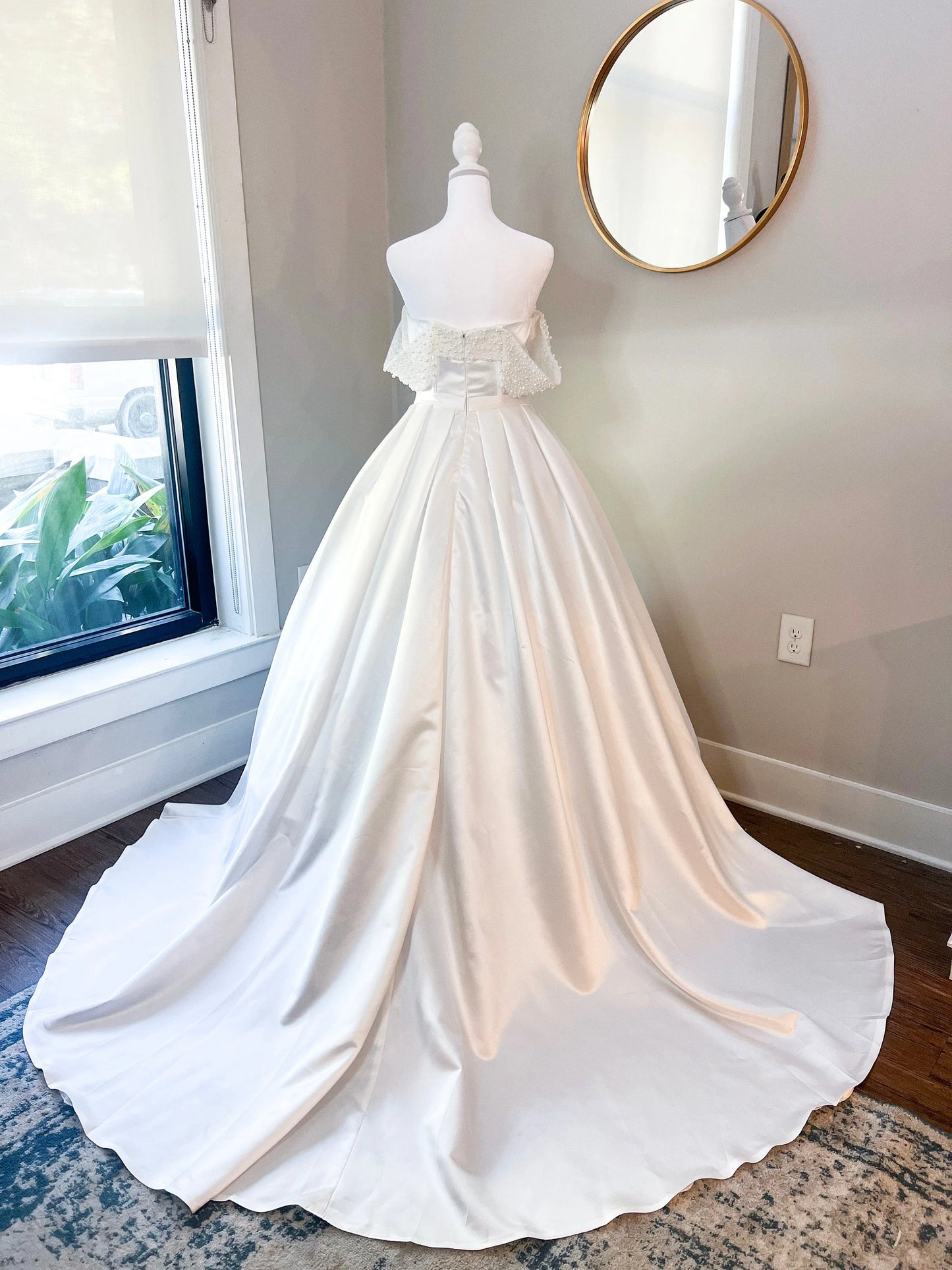 Pearl Beaded Off Shoulder Wedding Ballgown