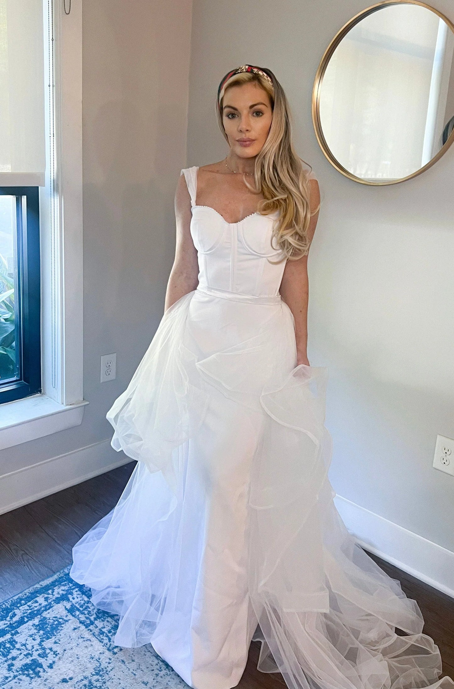 Corset Mermaid Wedding Dress with Detachable Tulle Train