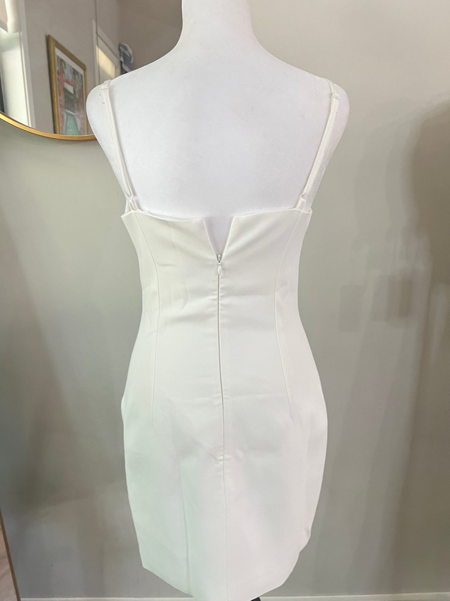 Peekaboo Pearl & Crystal Studded White Mini Bridal Dress