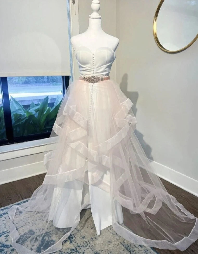 Blush Pink Wedding Train with Bridal Belt or Sash (Custom Colors)