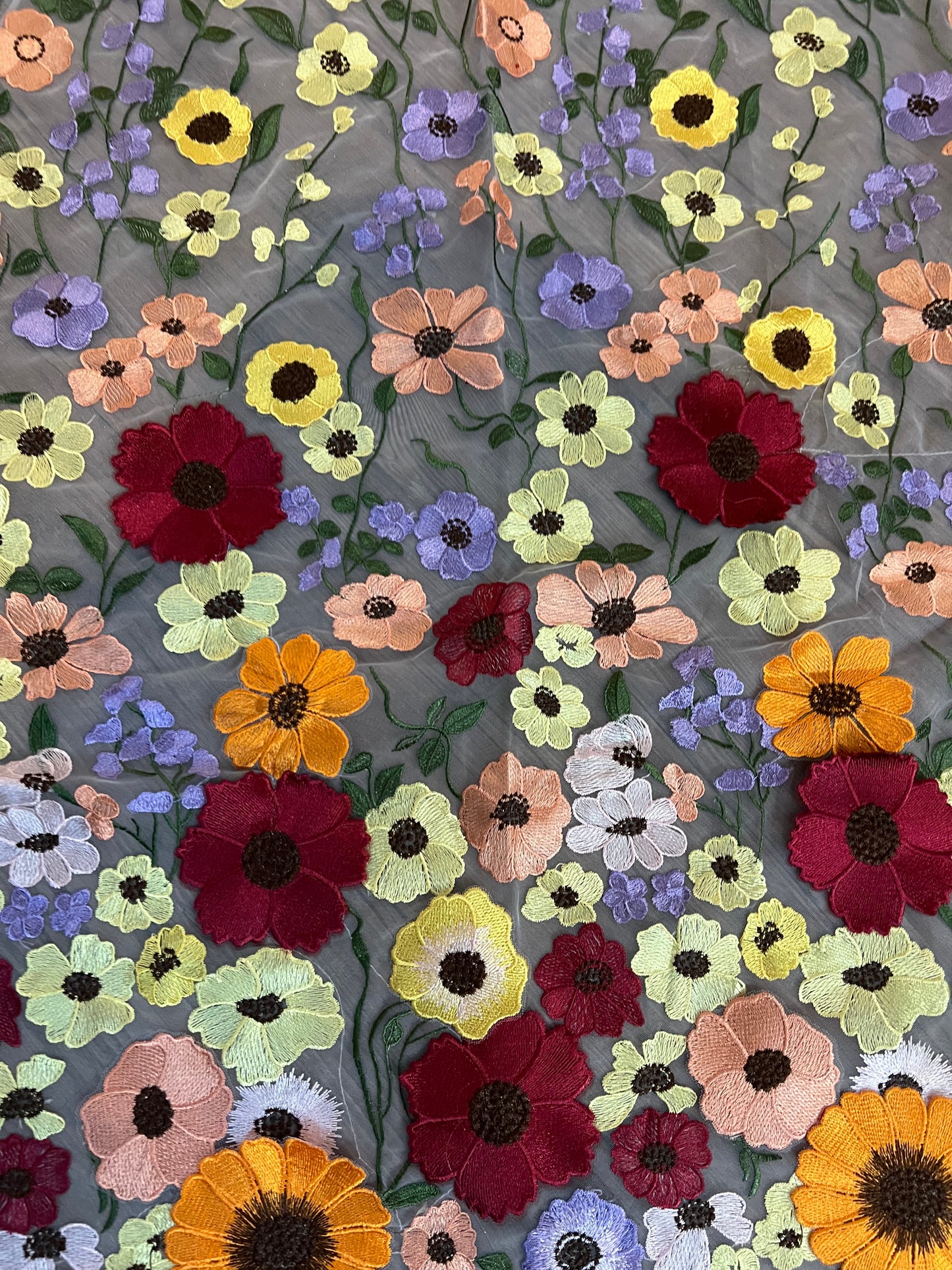 Colorful 3D Flowers Unique Long Wedding Veil