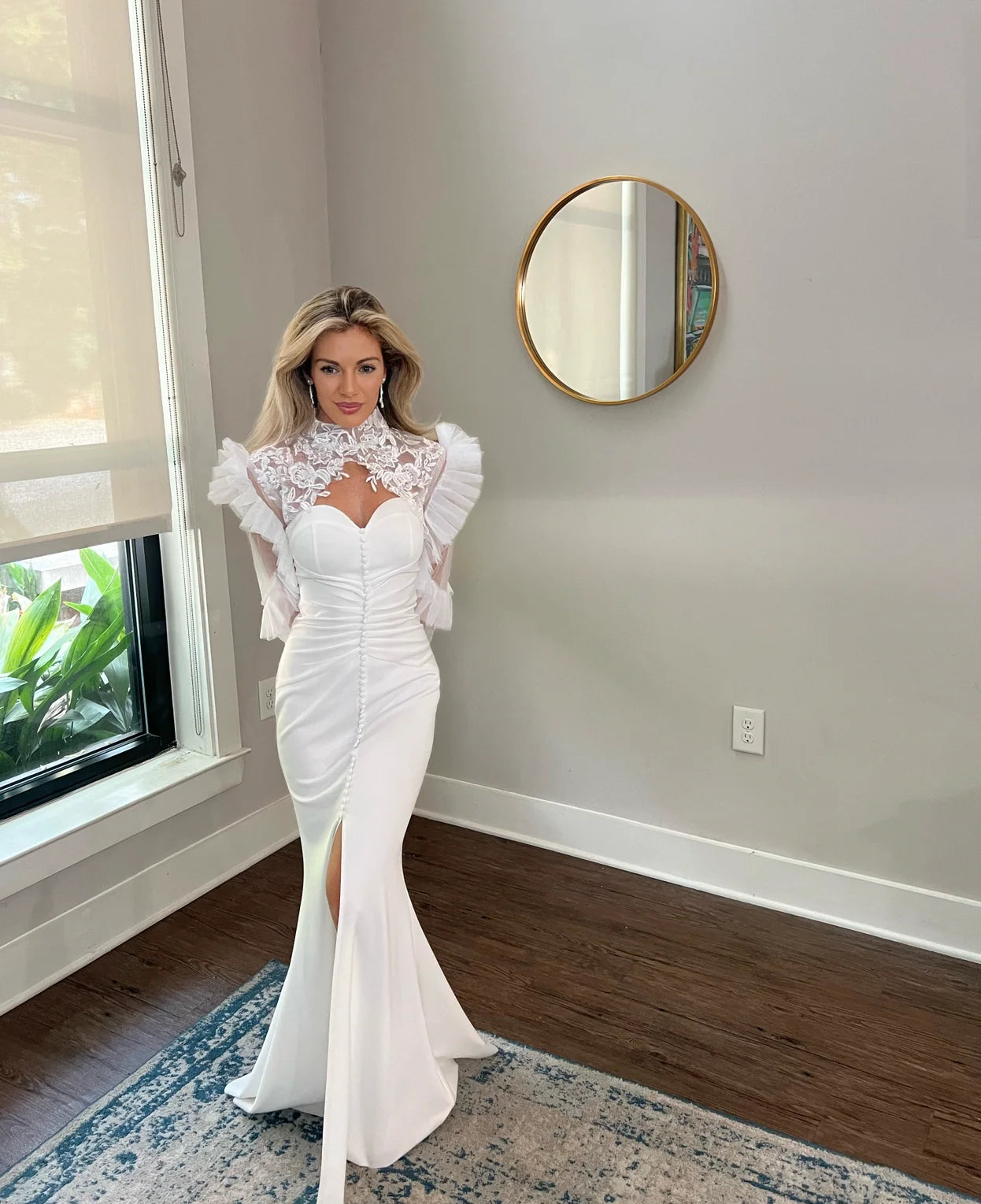 Vintage Style High Turtleneck Tulle Detachable Wedding Sleeves Wedding Jacket