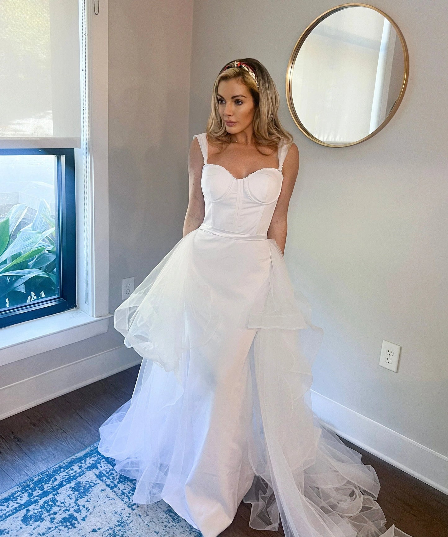 Corset Mermaid Wedding Dress with Detachable Tulle Train