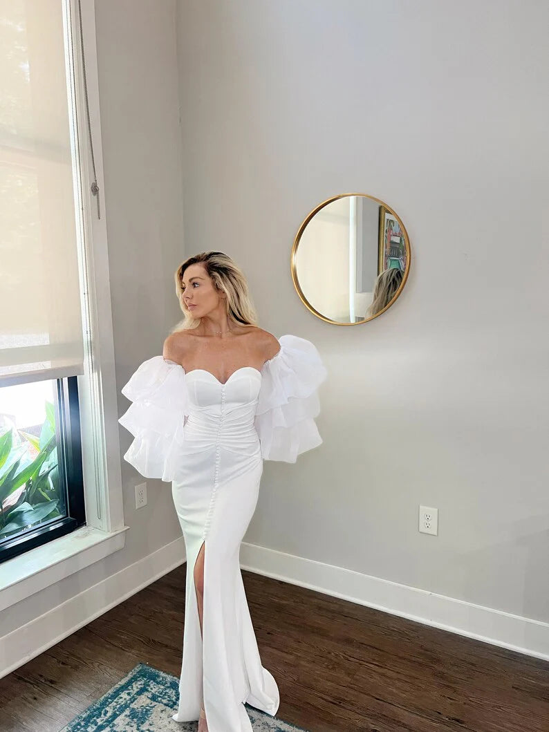 Romantic Sheer Tiered Tulle Ruffle Bridal Sleeves