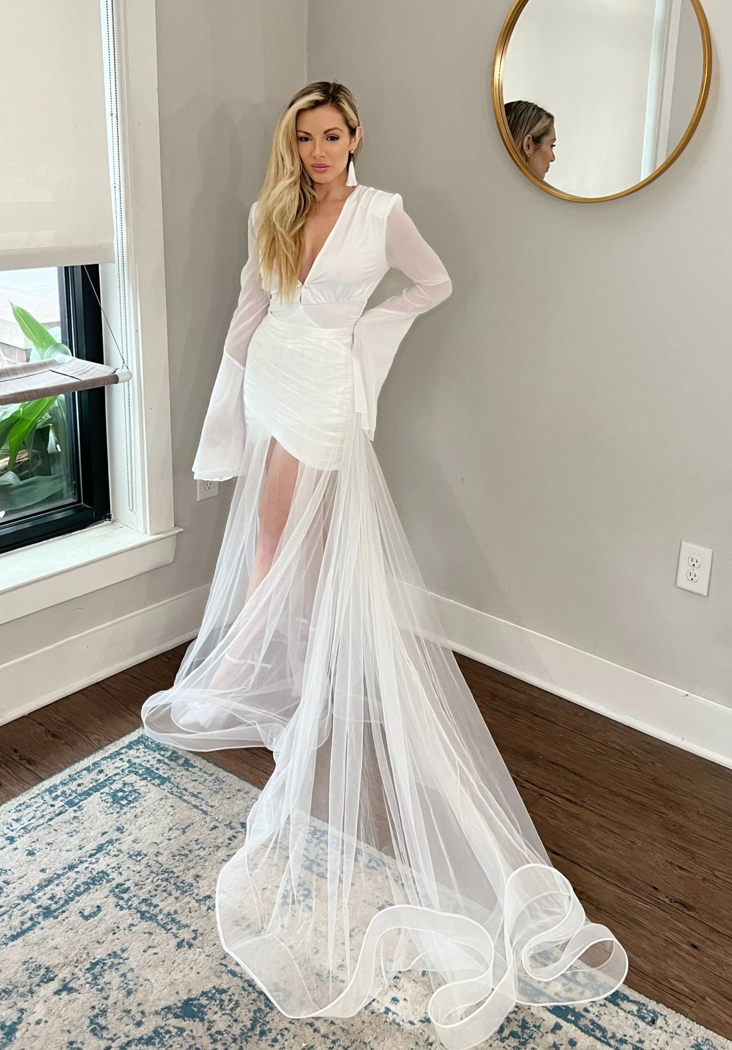 One Layer Tulle Horsehair Trim Zipper Bridal Overskirt Full Skirt Detachable