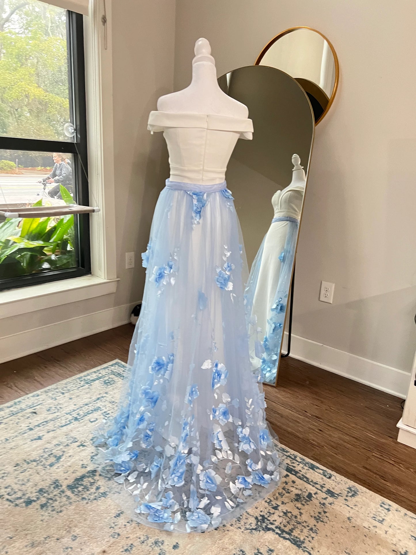 Something Blue 3D Flowers Tulle Detachable Bridal Skirt