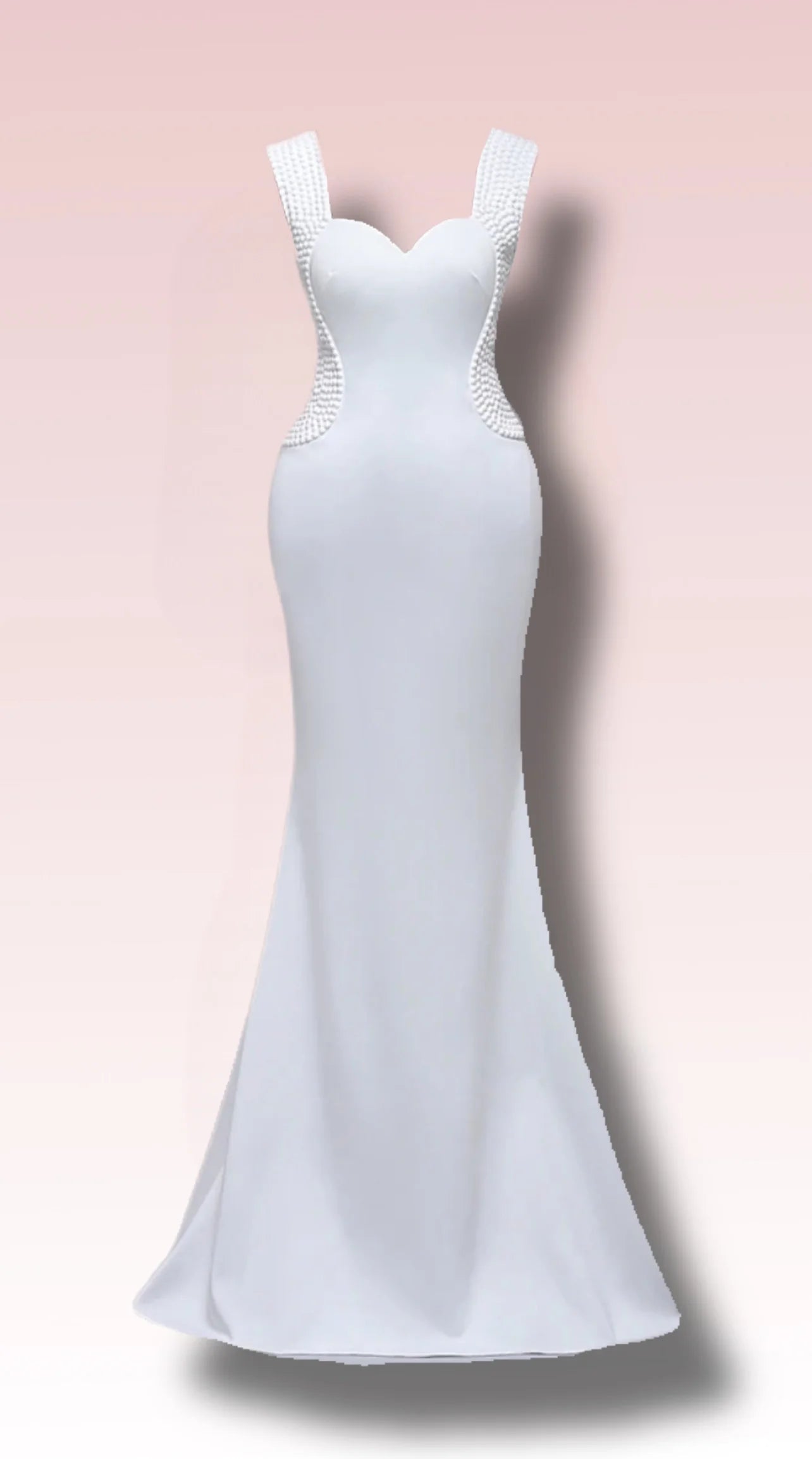Elegant Bohemian Soft Satin Mermaid Wedding Dress with White Beaded Straps