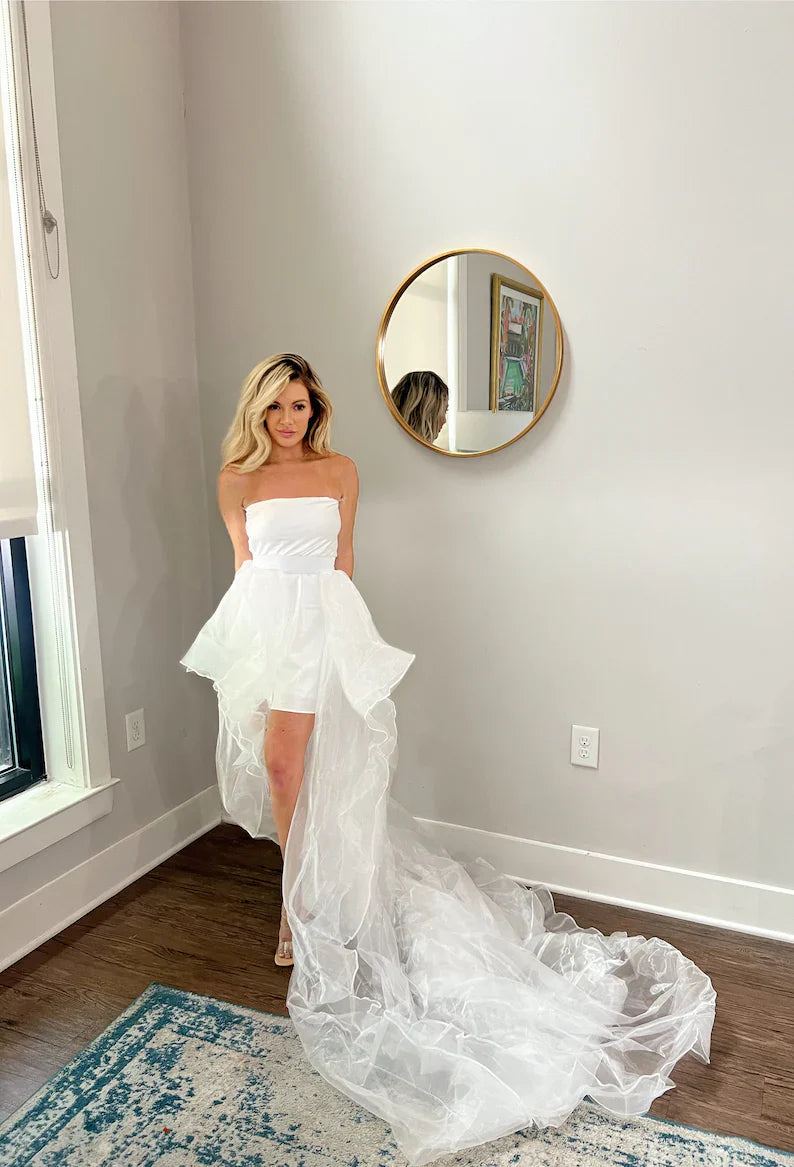 Removable Waterfall Tiered High-low Wedding Skirt