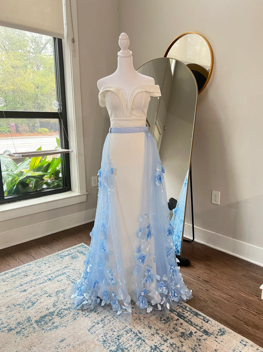 Something Blue 3D Flowers Tulle Detachable Bridal Skirt