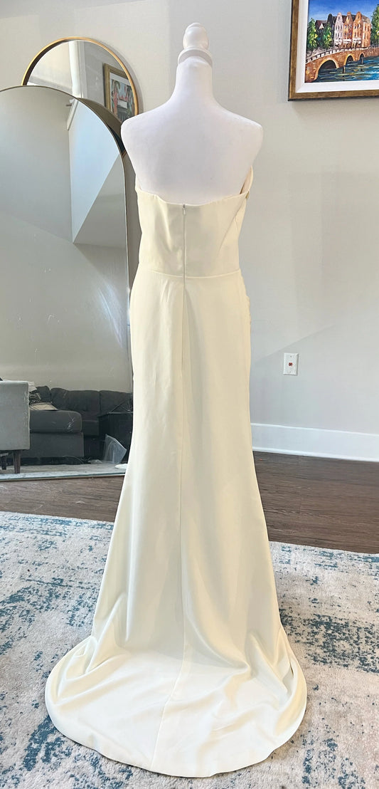 Strapless Fitted Corset Crepe Mermaid Wedding Dress with Draped Bodice