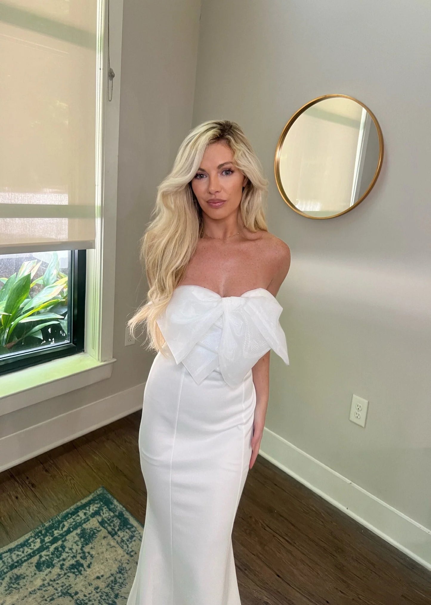 Chiffon Bow Knot Strapless Mermaid Wedding Dress