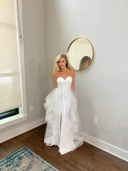 Detachable Tiered Sheer Tulle Wedding Train Skirt: Elegant Bridal Style