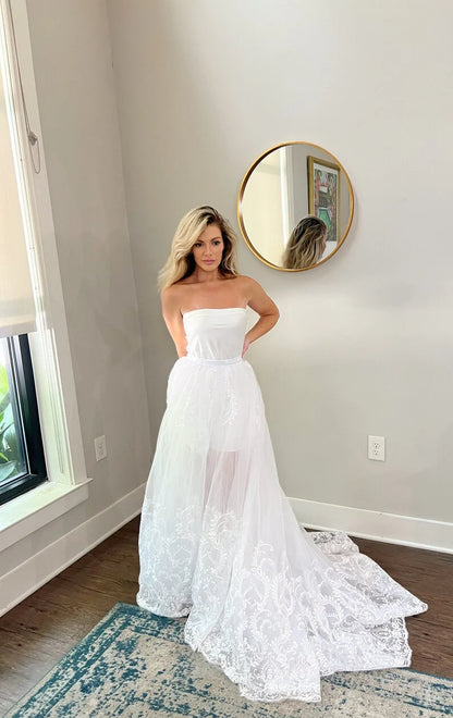 Luxurious Tulle Bridal Overskirt with Lace and Sequin Trim - Elegant Multi-Layered Full Wedding Skirt