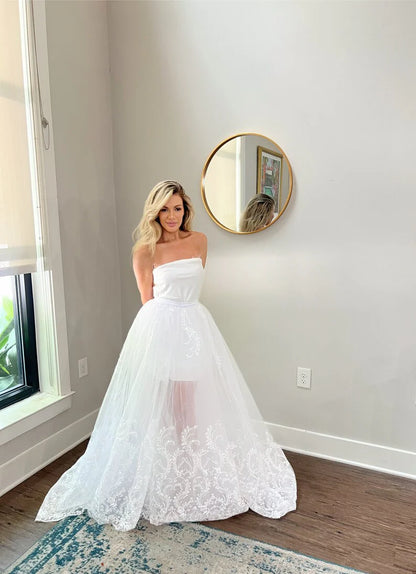 Luxurious Tulle Bridal Overskirt with Lace and Sequin Trim - Elegant Multi-Layered Full Wedding Skirt