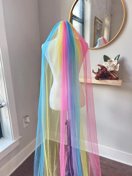 Rainbow Wedding Veil – Colorful Ombre Bridal Veil for a Bold & Unique Look