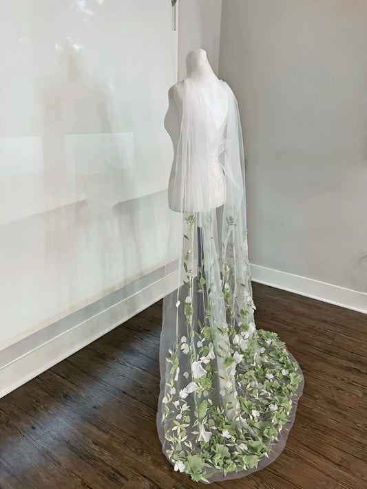 Floral Garden Party Detachable Bridal Cape
