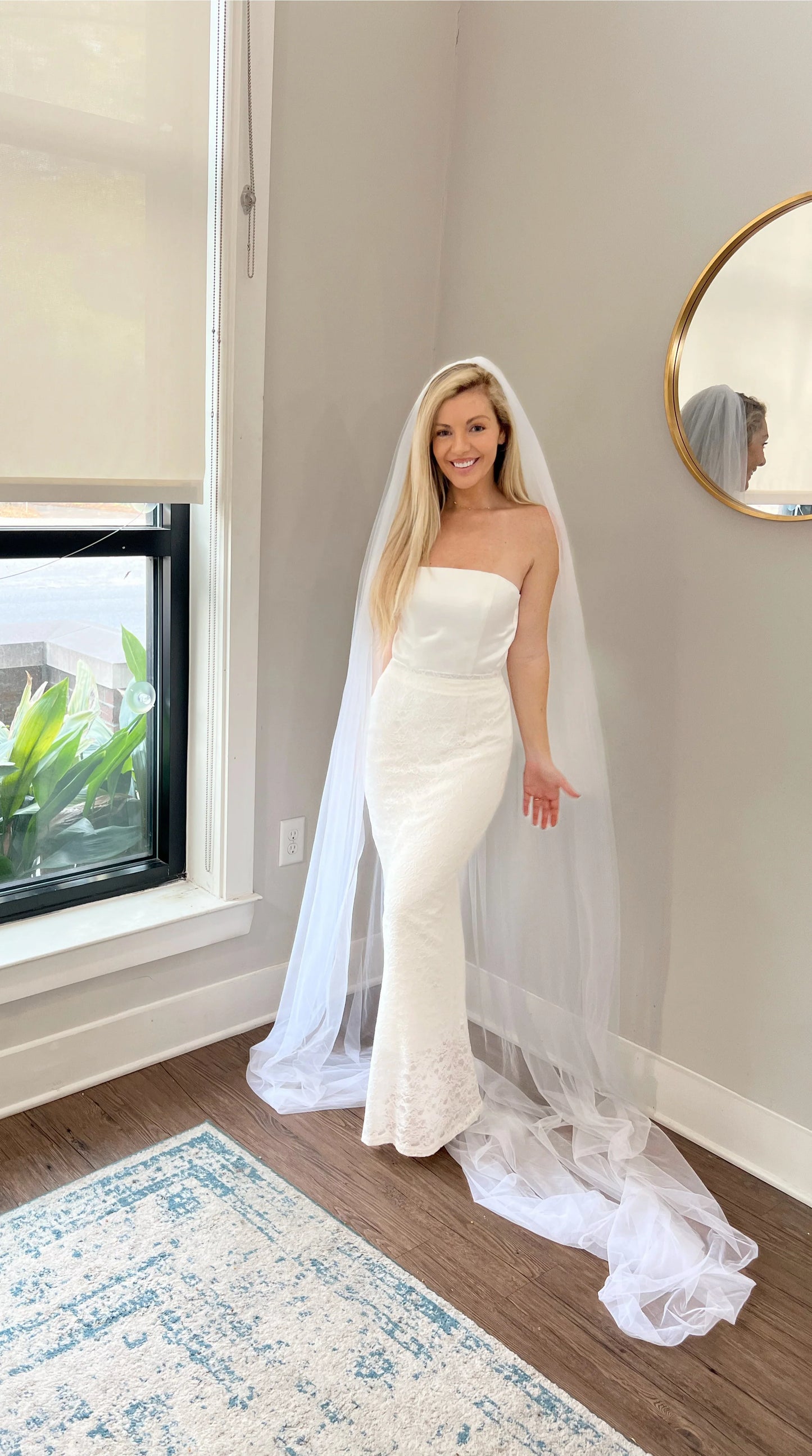 Simple Extra Long Cathedral Length Tulle Wedding Veil