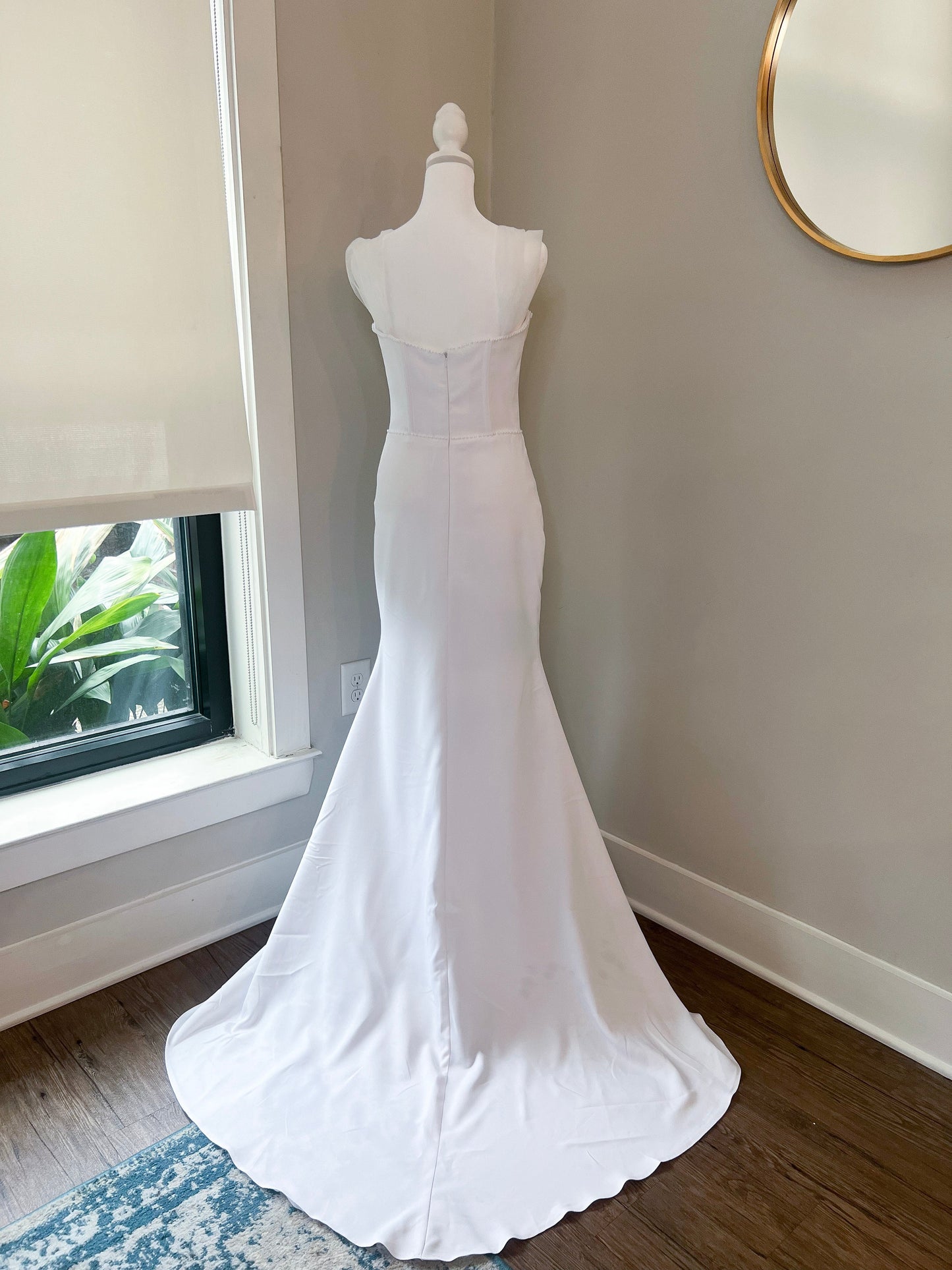 Corset Mermaid Wedding Dress with Detachable Tulle Train