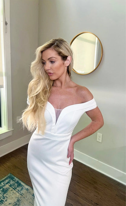 Simple Classic Trumpet Off Shoulder Wedding Dress