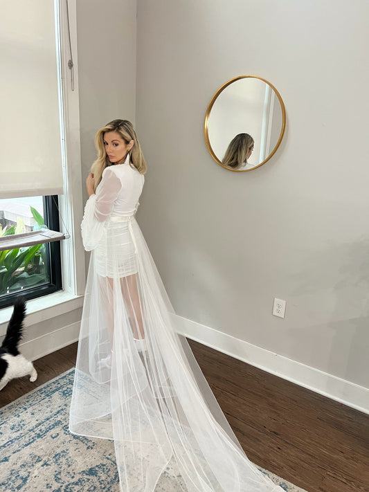 One Layer Tulle Horsehair Trim Zipper Bridal Overskirt Full Skirt Detachable
