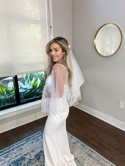 Pearl Beaded Wedding Bolero Wedding Shawl
