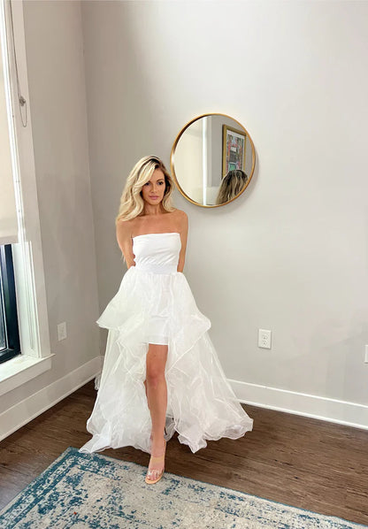 Removable Waterfall Tiered High-low Wedding Skirt