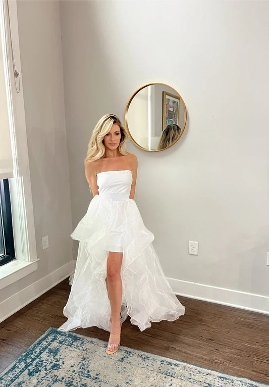 Removable Waterfall Tiered High-low Wedding Skirt