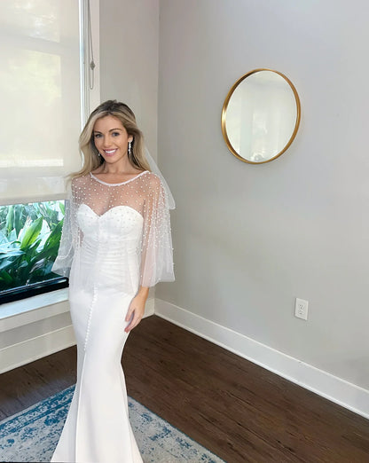 Pearl Beaded Wedding Bolero Wedding Shawl