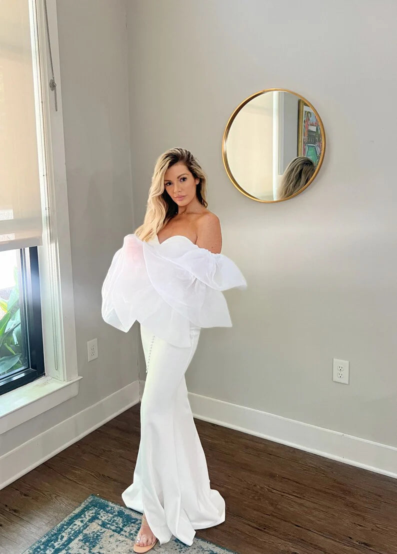Romantic Sheer Tiered Tulle Ruffle Bridal Sleeves
