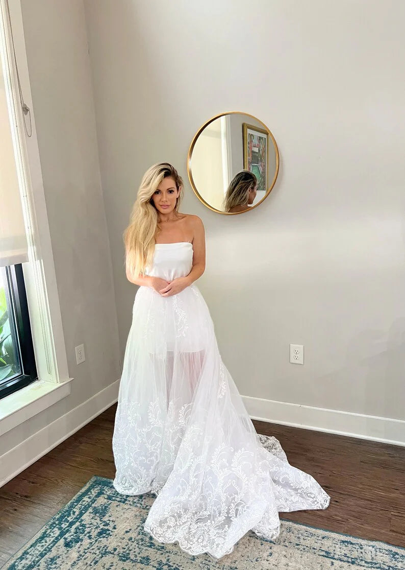 Luxurious Tulle Bridal Overskirt with Lace and Sequin Trim - Elegant Multi-Layered Full Wedding Skirt