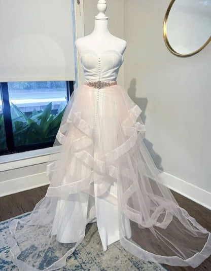 Blush Pink Wedding Train with Bridal Belt or Sash (Custom Colors)
