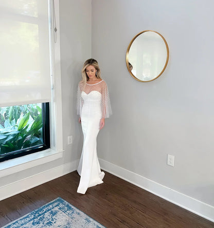 Pearl Beaded Wedding Bolero Wedding Shawl
