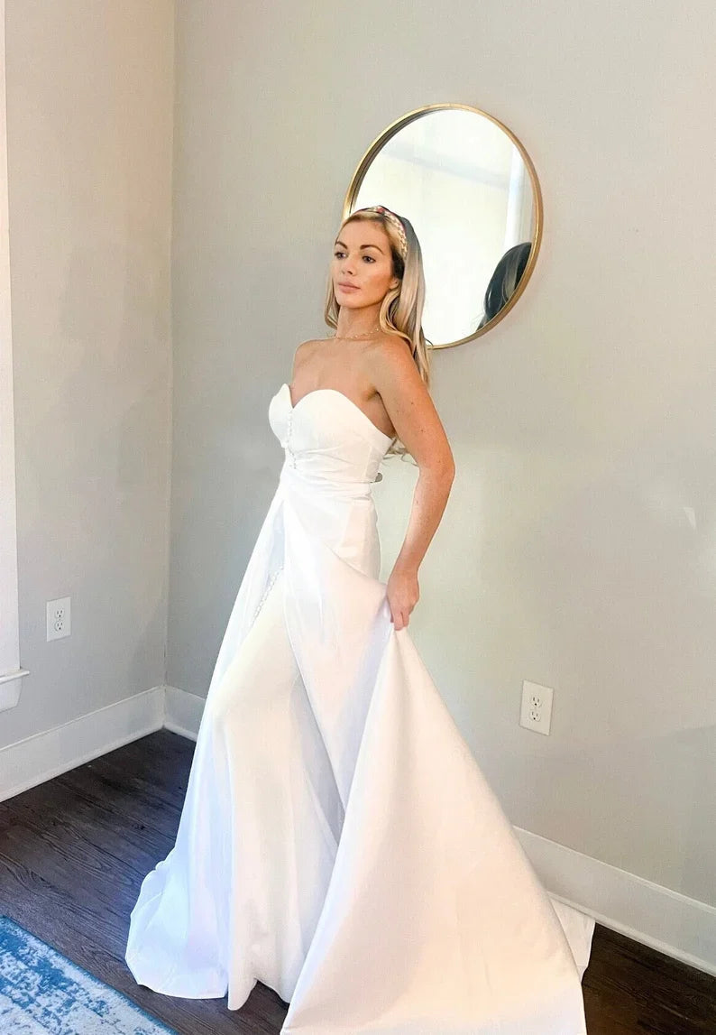 Detachable Belted Satin Wedding Train