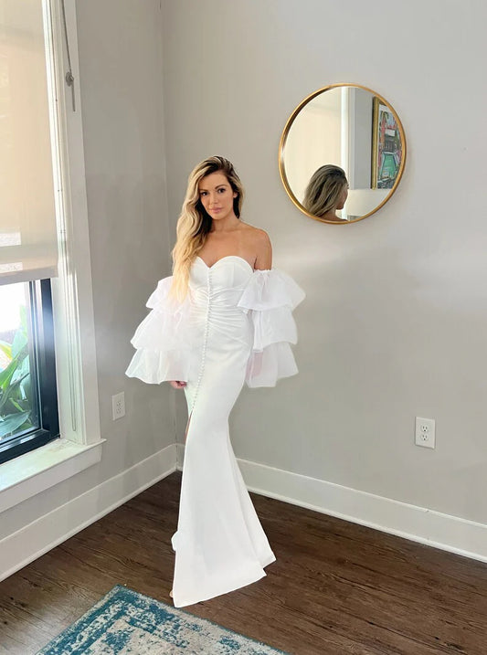 Romantic Sheer Tiered Tulle Ruffle Bridal Sleeves