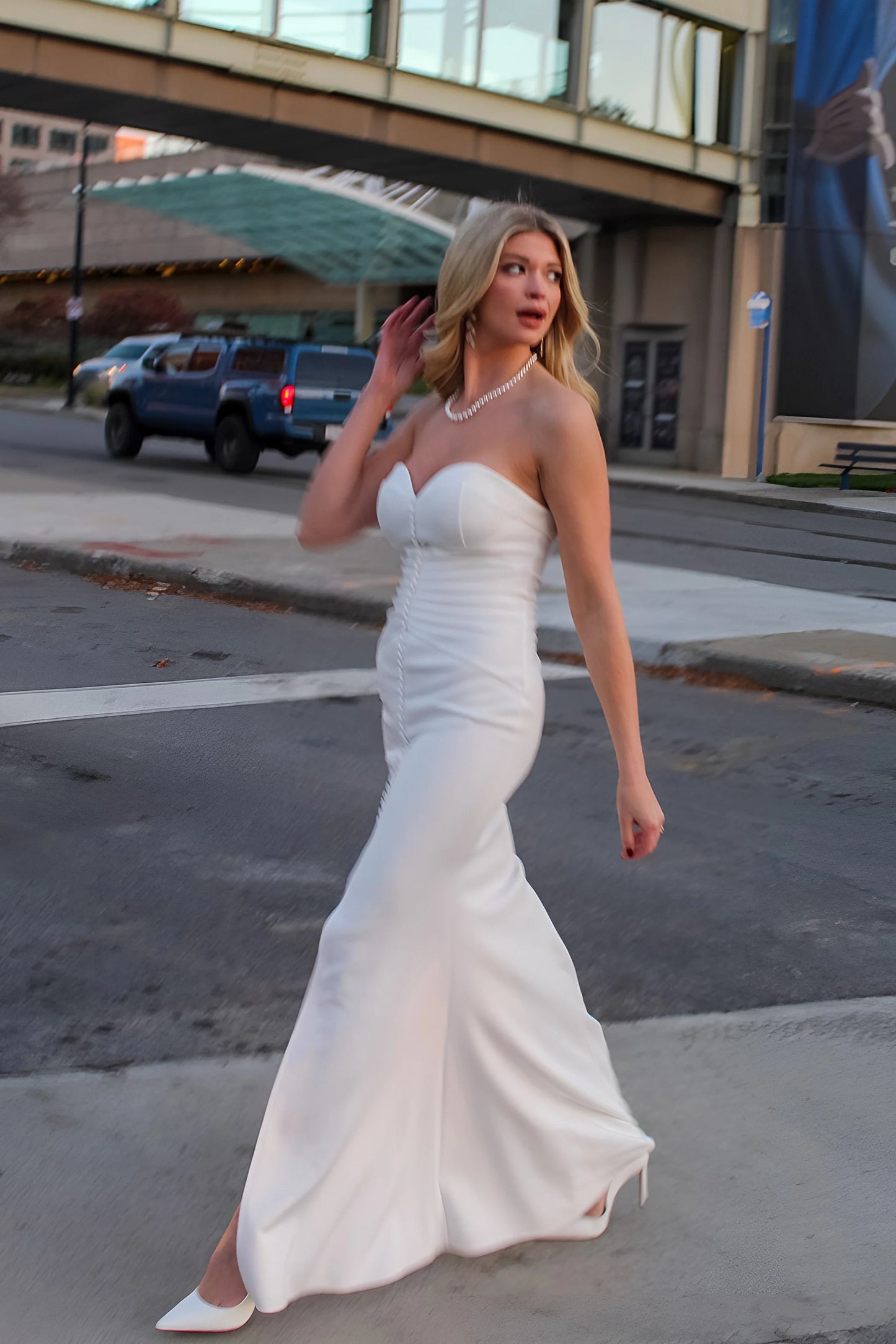 Sophisticated Modern Trumpet Wedding Gown