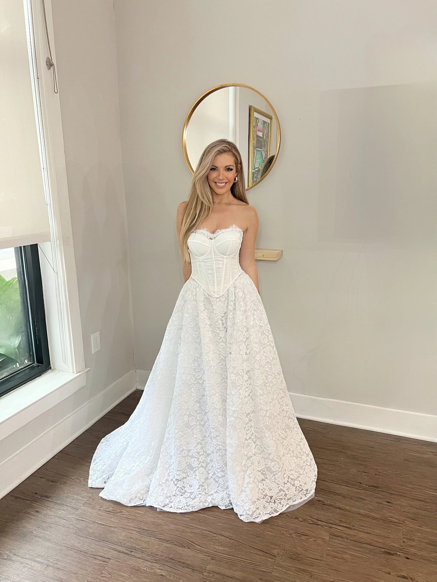 Strapless Corset Lace Ballgown Wedding Dress – Modern Bridal Elegance