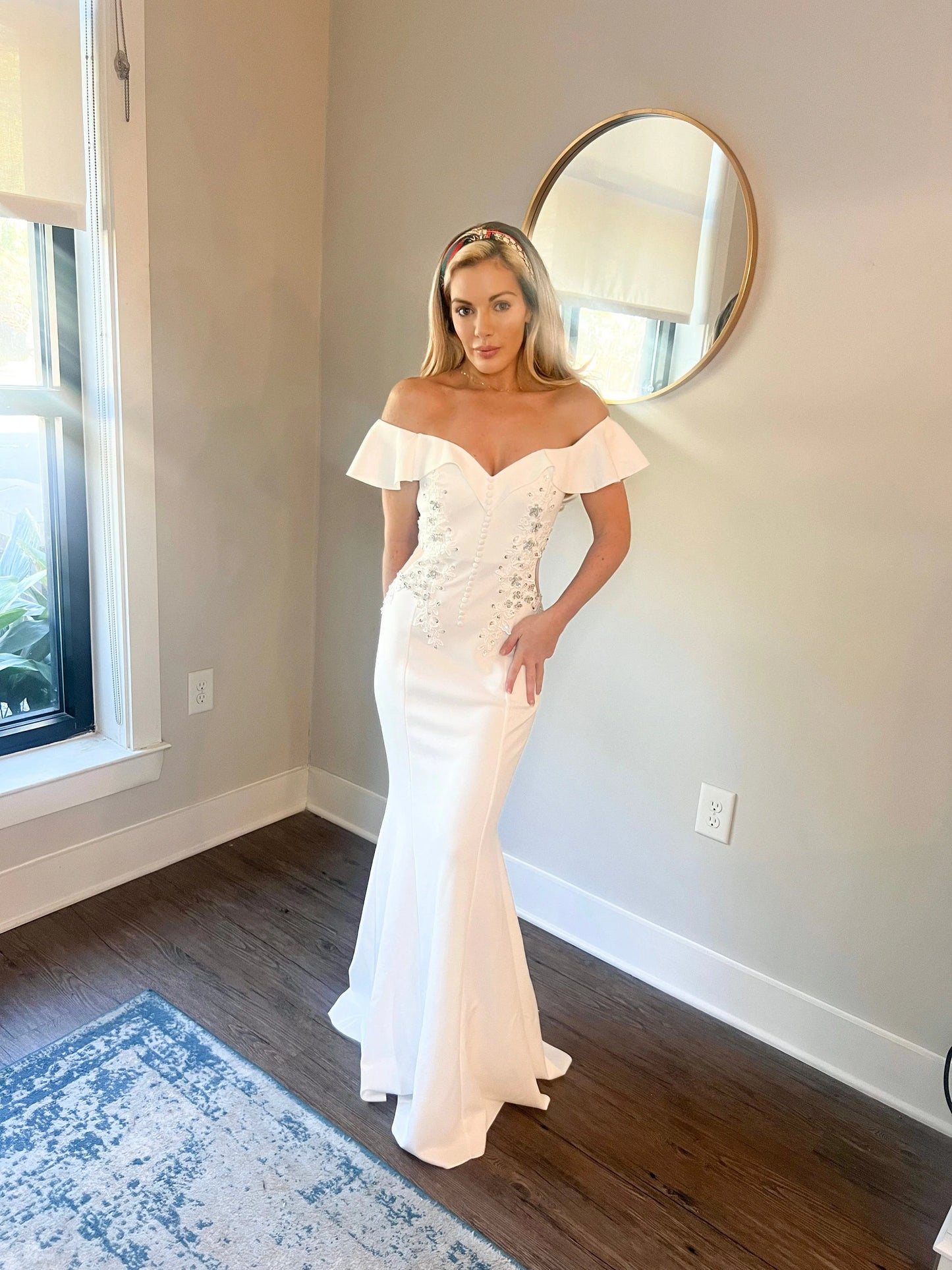 Off Shoulder Vintage Style Mermaid Wedding Dress