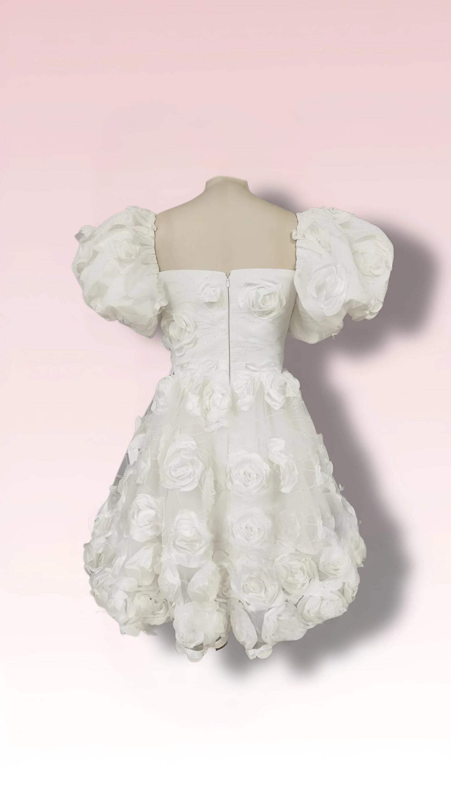 Enchanting Floral Appliqués Short Wedding Reception Dress or Bridal Shower Dress